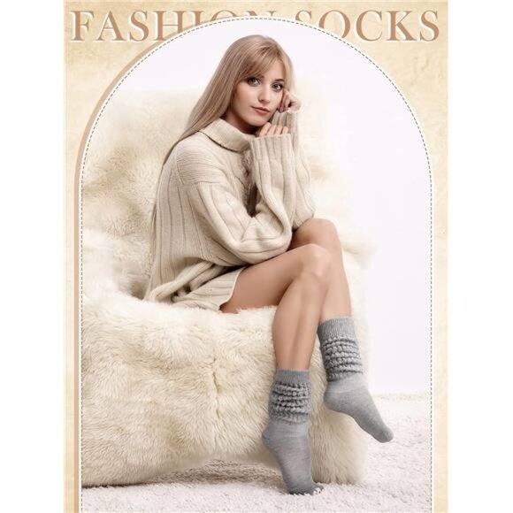 4 Pairs Slouch Socks for Women Bulk Stacked Boot 80s 90s Neon Slouch - Picture 2 of 7